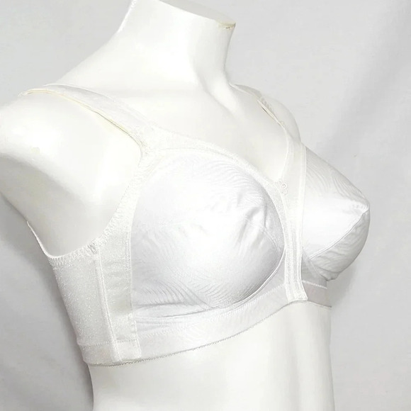 42C Exquisite Form 2558 Jacquard Satin Divided Cup Wire Free Bra White NWOT - Picture 4 of 5